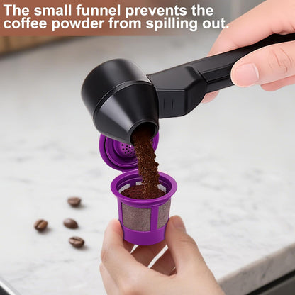 Coffee Scoop & Funnel for Reusable K Cup Refillable Coffee Pods, 2 Tablespoon Slide Coffee Measuring Funnel V1258-DP02-WO-1