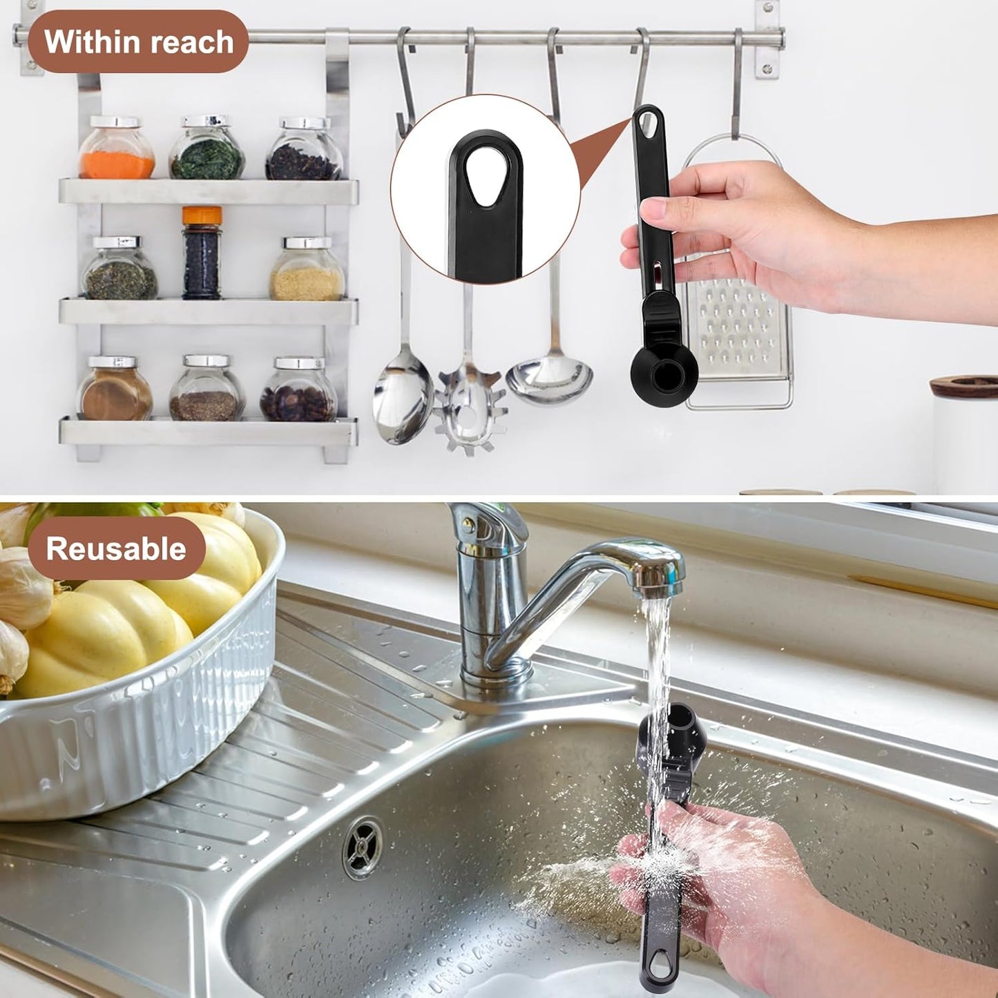 Coffee Scoop & Funnel for Reusable K Cup Refillable Coffee Pods, 2 Tablespoon Slide Coffee Measuring Funnel V1258-DP02-WO-1