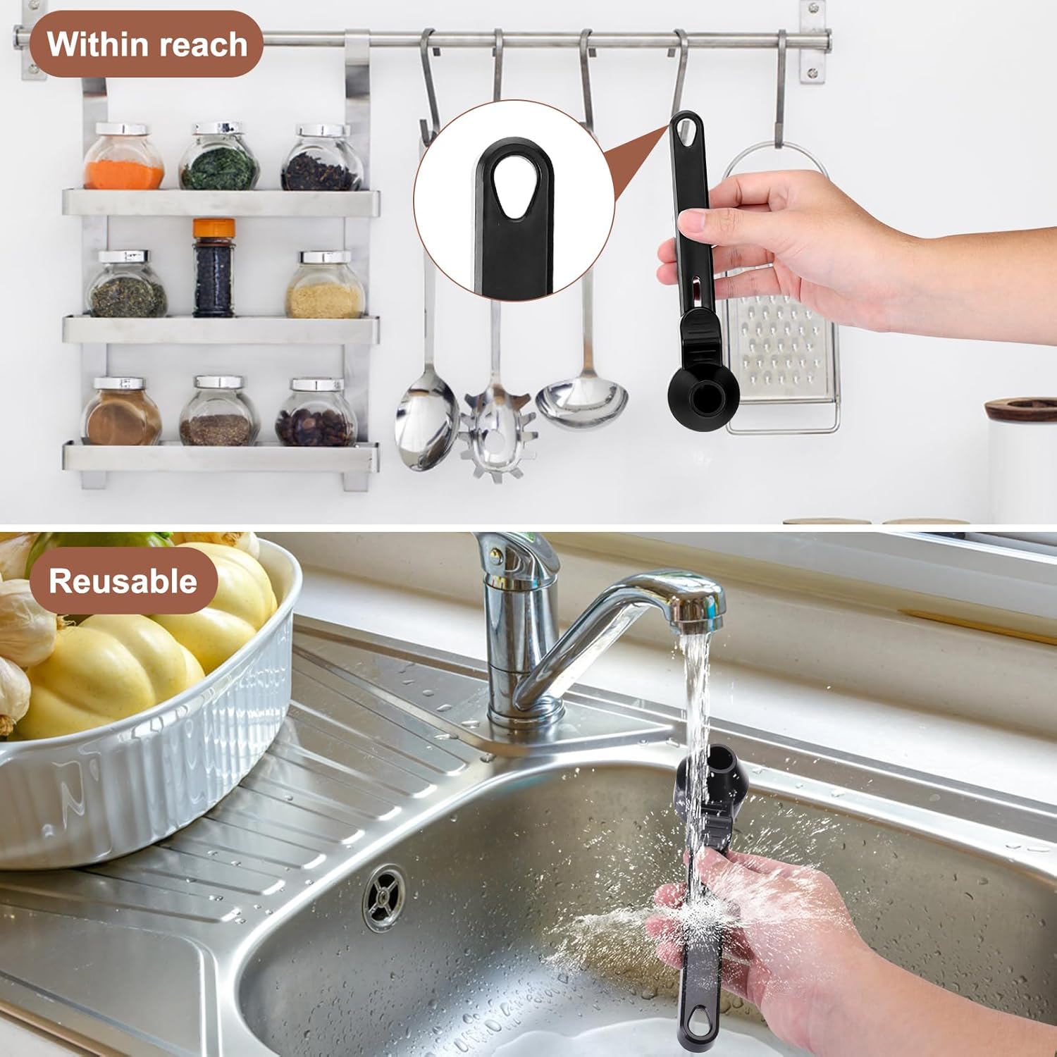 Coffee Scoop & Funnel for Reusable K Cup Refillable Coffee Pods, 2 Tablespoon Slide Coffee Measuring Funnel V1258-DP02-WO-1