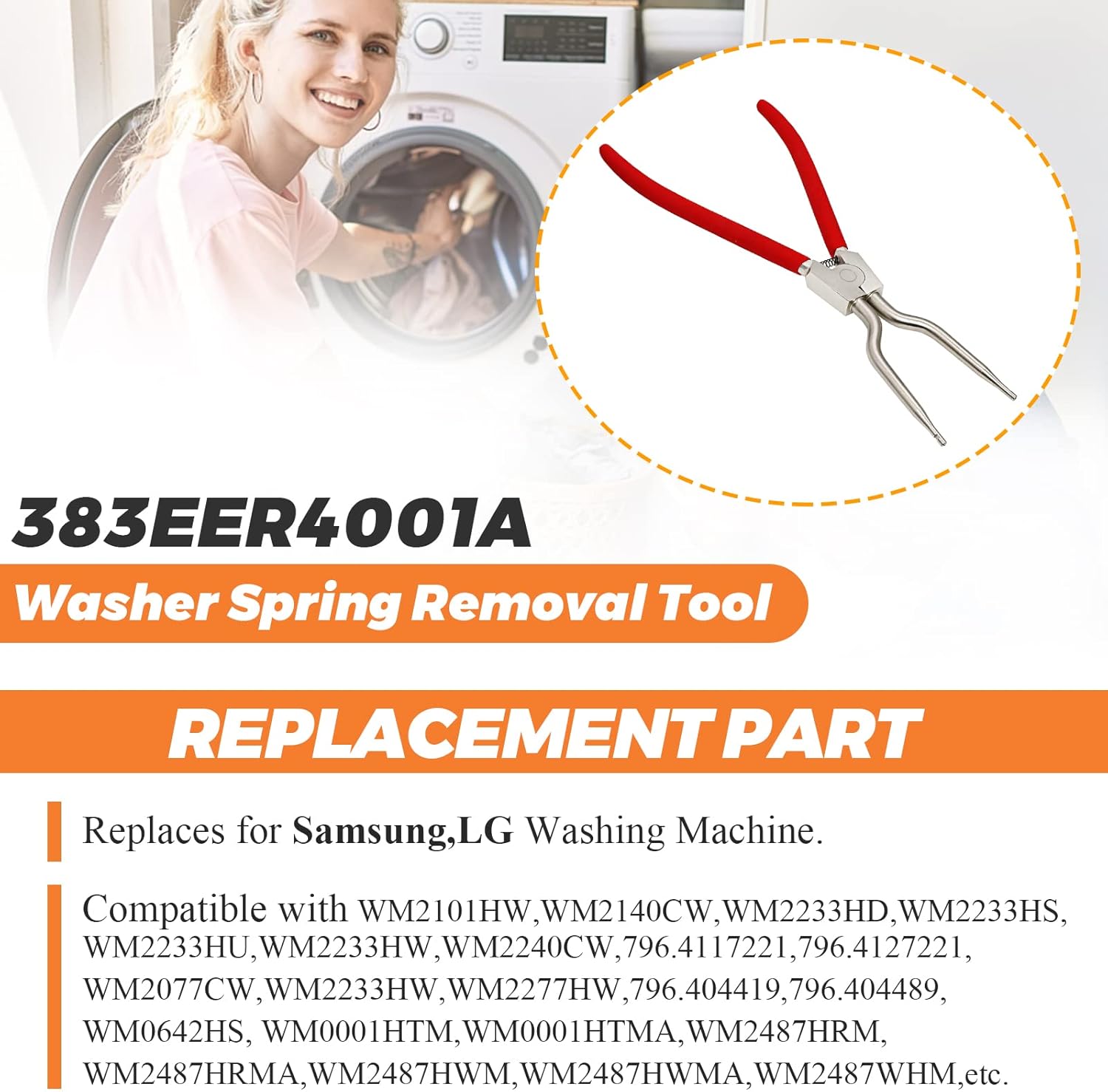 383EER4001A Washer Inner/Outer Tub Spring Expansion Tool by - Replacement for L-G Samsung Washing Machine - V1258-DP02-WO-1004