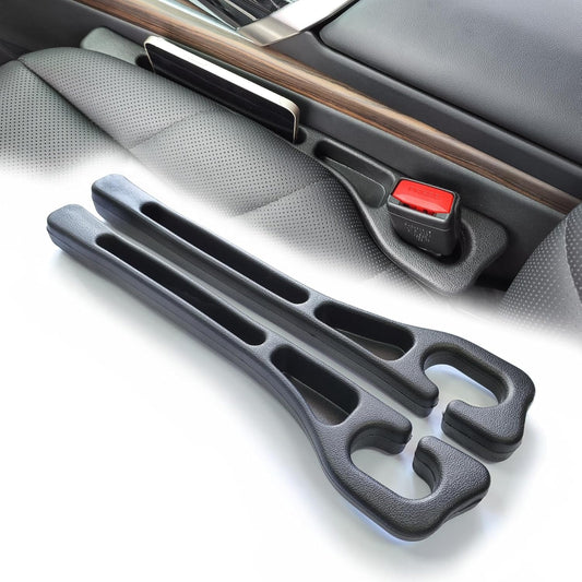2 Pack No Drop Car Seat Gap Filler Guard, Stopper/Catcher to Fill The Gap Between Seat and Console Black Car V1258-DP02-WO-1006