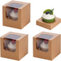 50 Pcs Cupcake Boxes Individual Cupcake Containers Pre-Assembled Single Cupcake Boxes 3.5"x3.5"x3.5" with 50 V1258-DP02-WO-101
