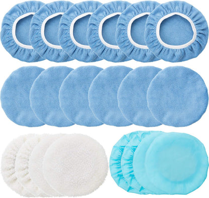 20 Pieces Car Orbital Buffer Polisher Pad Bonnet Microfiber Max Bonnet Polishing Buffing Pad Cover(5-6 Inches) V1258-DP02-WO-1014