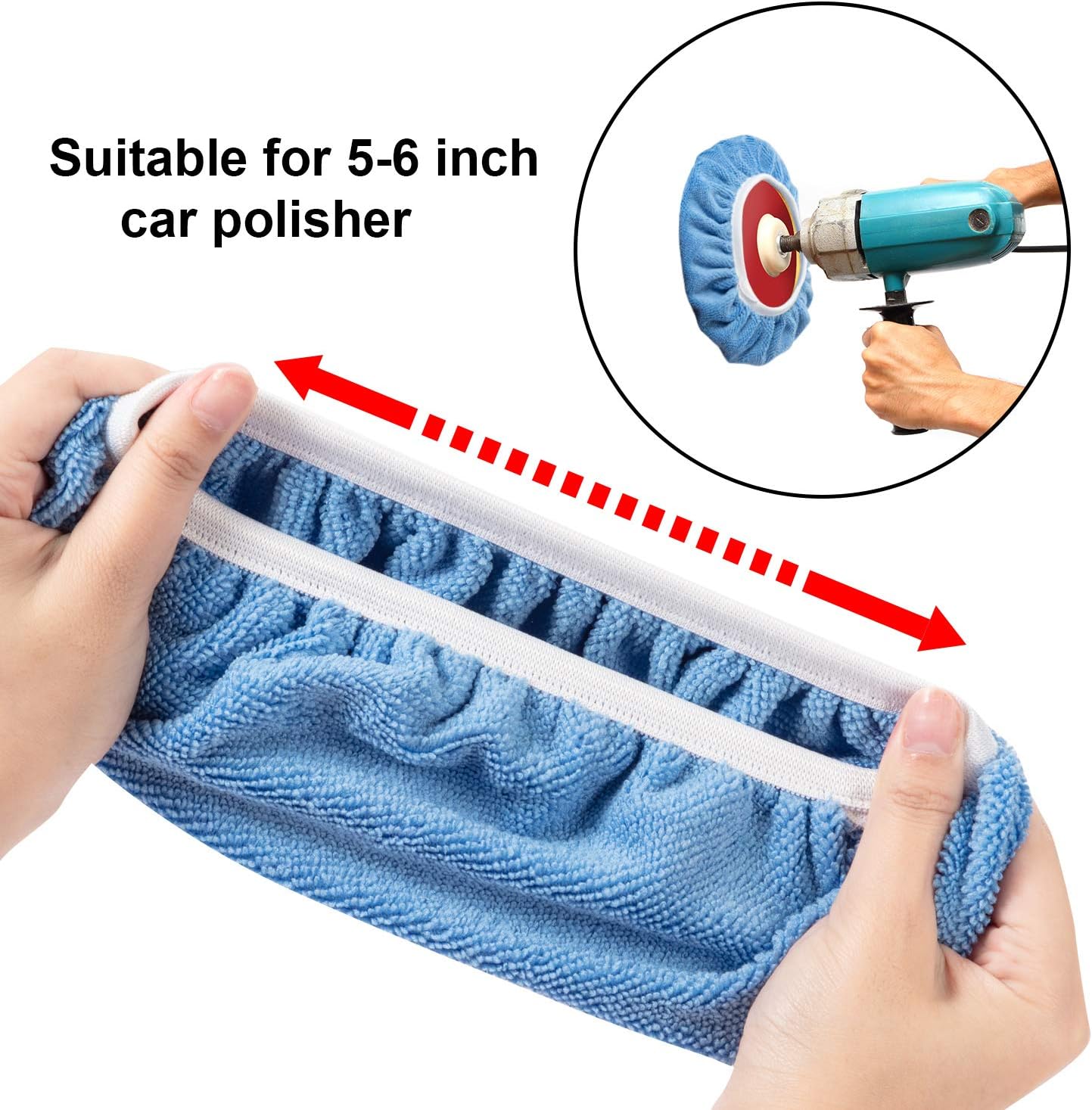 20 Pieces Car Orbital Buffer Polisher Pad Bonnet Microfiber Max Bonnet Polishing Buffing Pad Cover(5-6 Inches) V1258-DP02-WO-1014