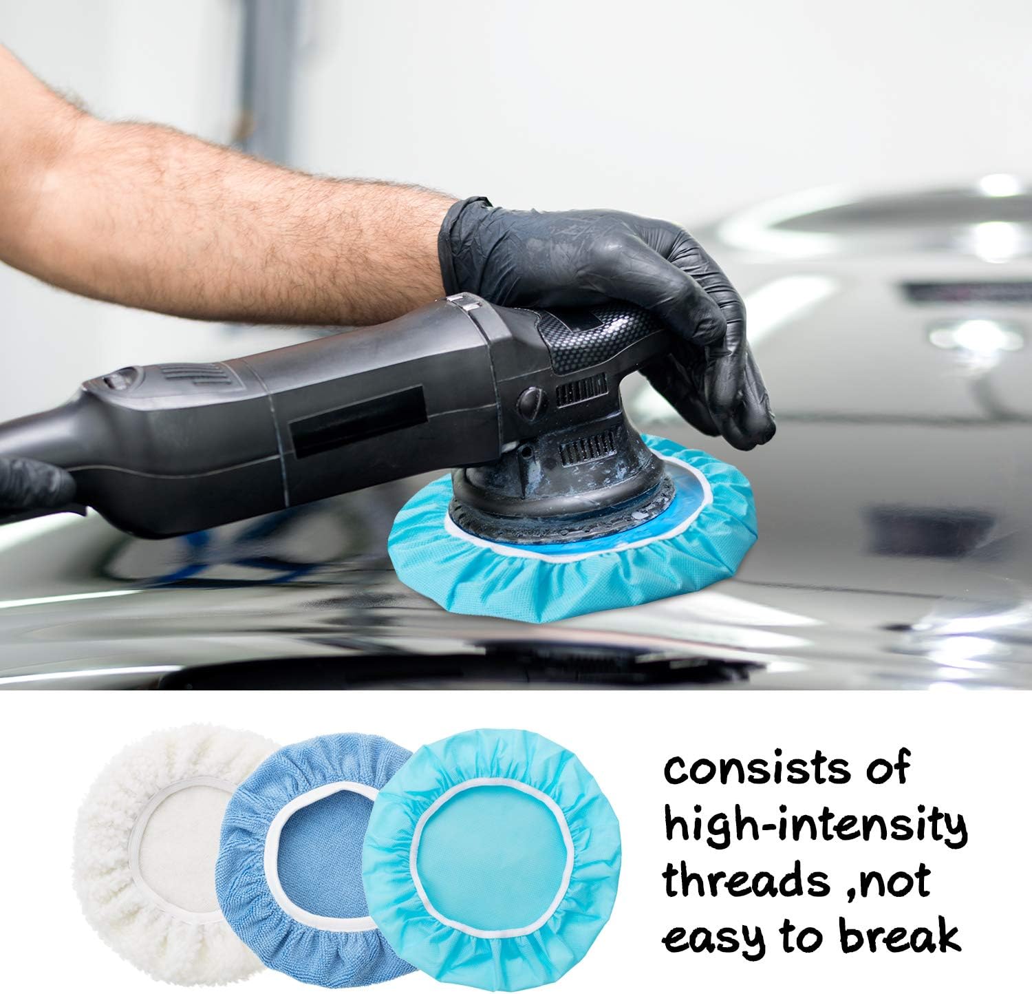 20 Pieces Car Orbital Buffer Polisher Pad Bonnet Microfiber Max Bonnet Polishing Buffing Pad Cover(5-6 Inches) V1258-DP02-WO-1014
