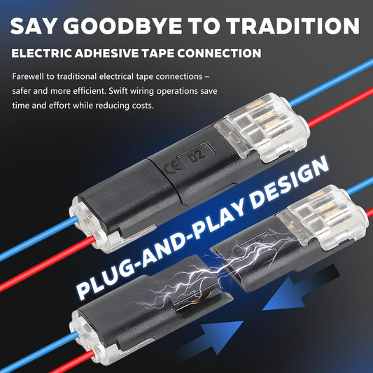 30PCS Double Wire Plug in Connector,Pluggable Low Voltage Wire Connector with Locking Buckle,Quick Disconnect V1258-DP02-WO-1019