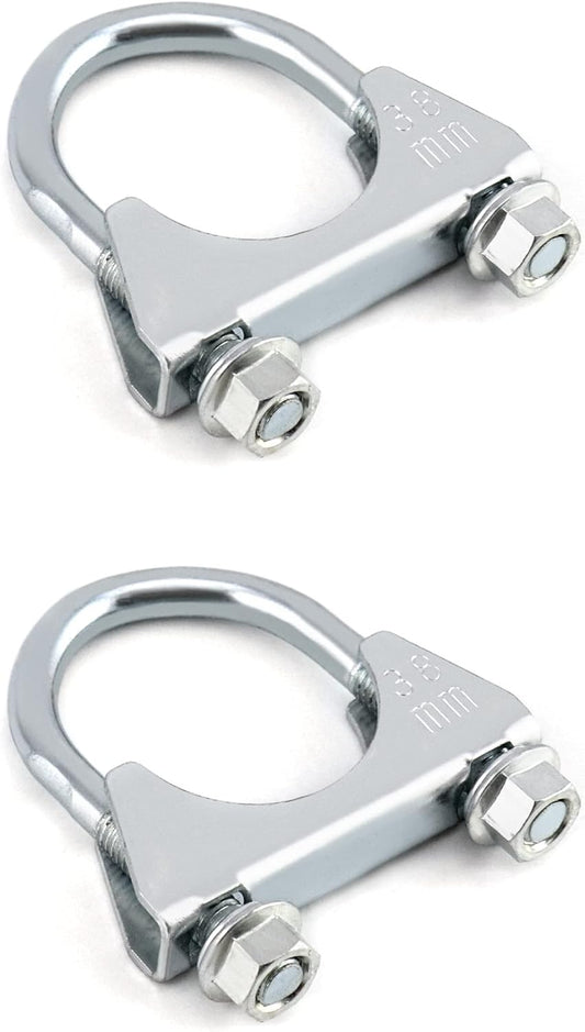 U-Bolt Muffler Tip Exhaust Hook, 1-1/2" OD 2Pcs Stainless Steel Universal Silencer Exhaust Clip V1258-DP02-WO-102