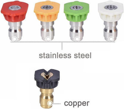 Pressure Washer Nozzle Tips Multiple Degrees, 1/4 INCH (2.5 GPM) V1258-DP02-WO-1025