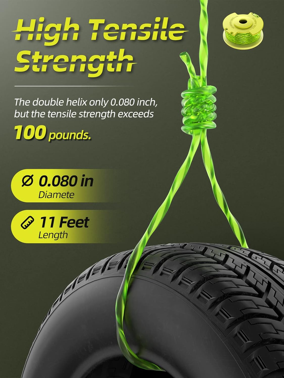 Trimmer String for Ryobi One Plus+ AC80RL3,11 FT/0.080-Inch, Spool Replacement Compatible with Ryobi 18v, V1258-DP02-WO-1026