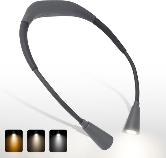 LED Rechargeable Neck Reading Light, Suitable for Reading Books with 3 Color Temperatures, 90 Hour V1258-DP02-WO-1031
