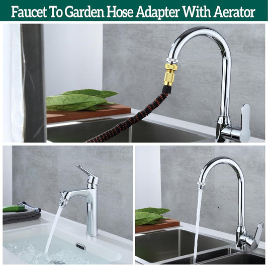 Faucet Adapter with Aerator, Sink Faucet to Garden Hose Adapter, Faucet Adapter to Garden Hose for Kitchen V1258-DP02-WO-1032