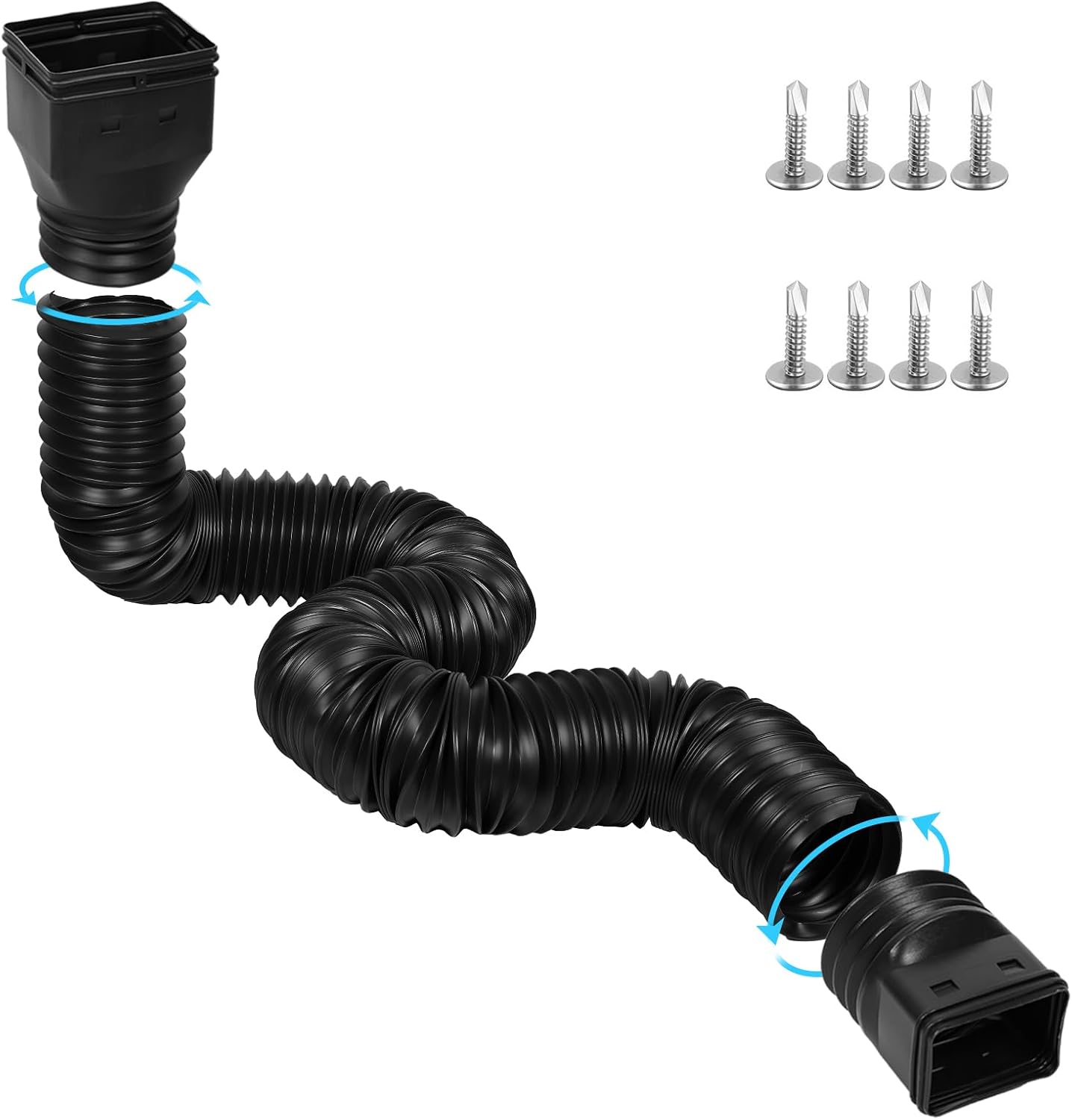 11.5ft Long Gutter Downspout Extensions Flexible, 4" Diameter Drain Downspout Extender, Down Spout Drain V1258-DP02-WO-1034