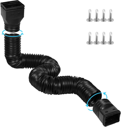 11.5ft Long Gutter Downspout Extensions Flexible, 4" Diameter Drain Downspout Extender, Down Spout Drain V1258-DP02-WO-1034