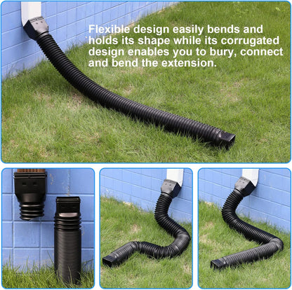 11.5ft Long Gutter Downspout Extensions Flexible, 4" Diameter Drain Downspout Extender, Down Spout Drain V1258-DP02-WO-1034