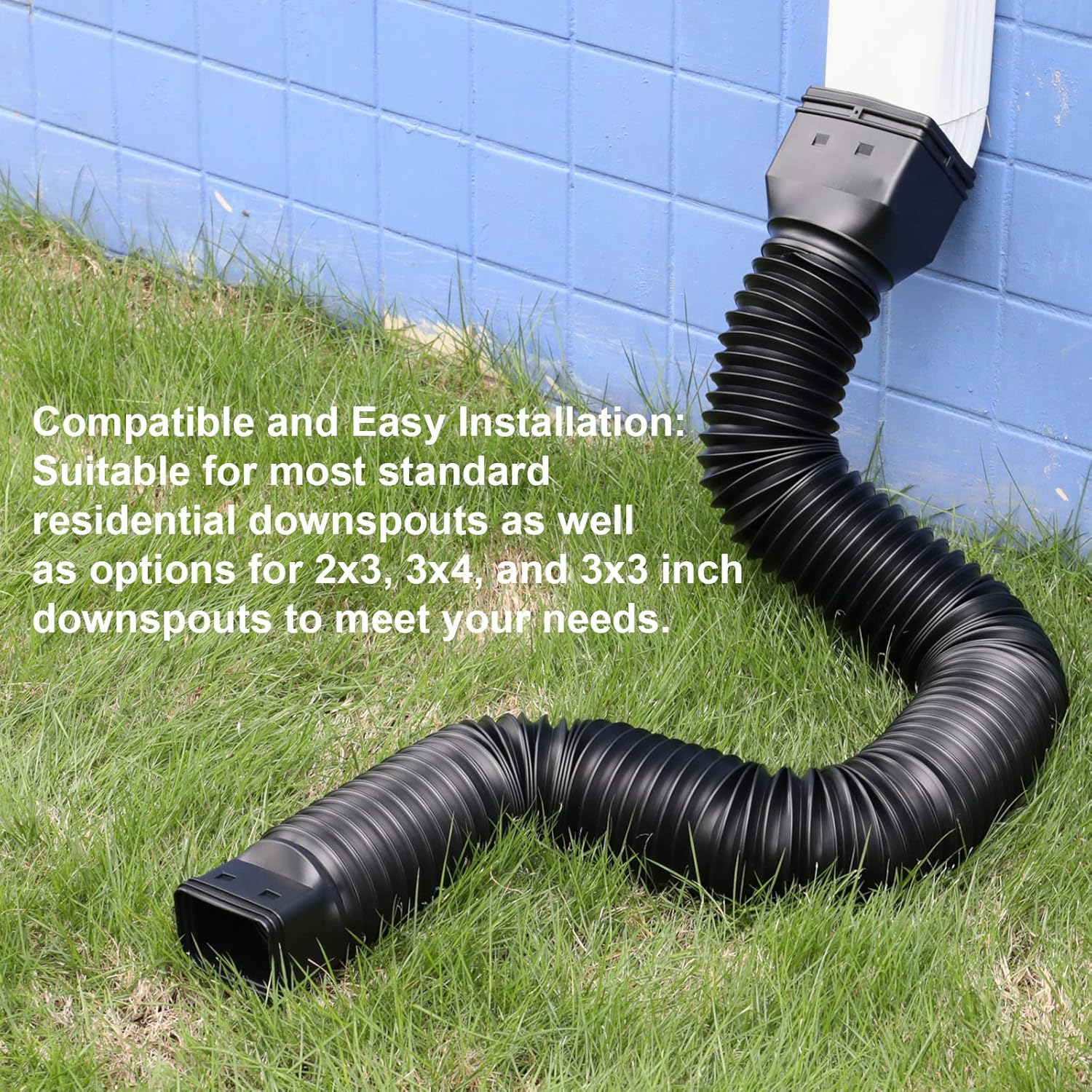 11.5ft Long Gutter Downspout Extensions Flexible, 4" Diameter Drain Downspout Extender, Down Spout Drain V1258-DP02-WO-1034