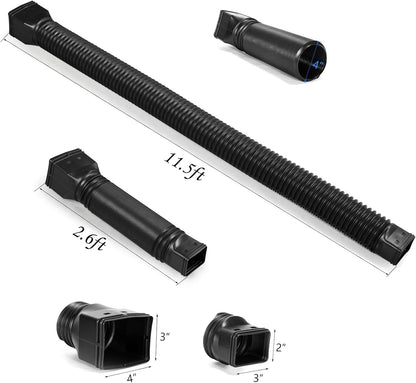 11.5ft Long Gutter Downspout Extensions Flexible, 4" Diameter Drain Downspout Extender, Down Spout Drain V1258-DP02-WO-1034