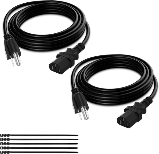 3-Prong Replacement Power Cord 10 Ft/2 Pack, Heatproof Flexible Durable AC Device Power Cable for Appliance, V1258-DP02-WO-1036