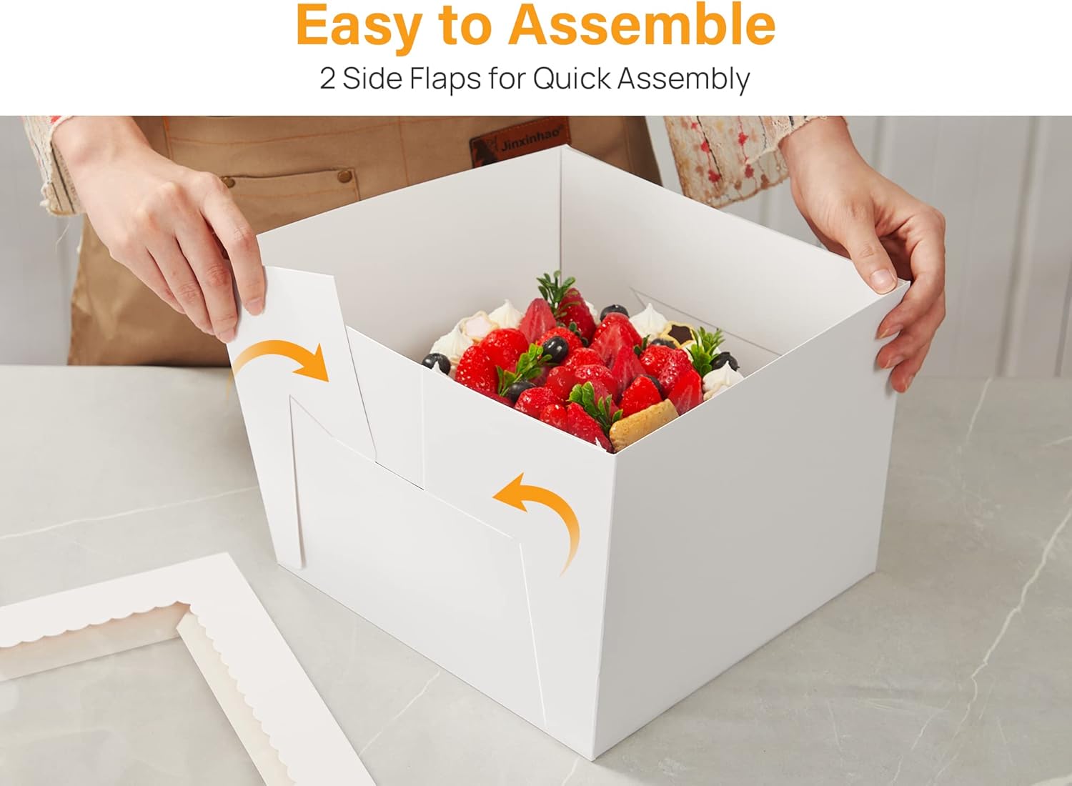 15pcs Cake Boxes, 10x10x8 Inches Tall Cake Box with Window, White Bakery Boxes, Large Baking Boxes, Square V1258-DP02-WO-1037
