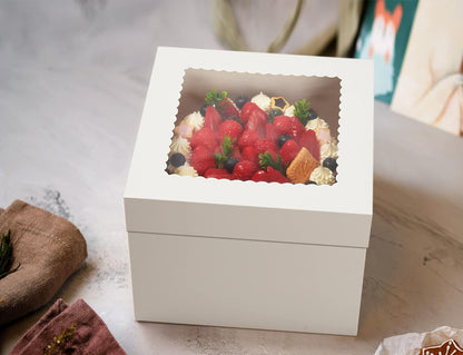 15pcs Cake Boxes, 10x10x8 Inches Tall Cake Box with Window, White Bakery Boxes, Large Baking Boxes, Square V1258-DP02-WO-1037