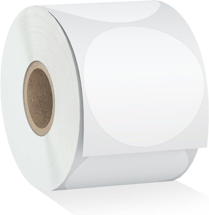 2" 750 Labels White Circle Direct Thermal Stickers Labels Roll Compatible with Zebra, Rollo, MUNBYN, V1258-DP02-WO-1045