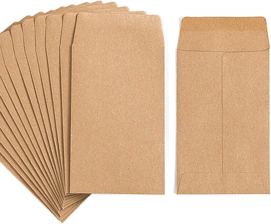 100 Pack Small Coin Envelopes Self-Adhesive Kraft Paper Seed Envelopes Mini Parts Small Items Stamps Storage V1258-DP02-WO-1046
