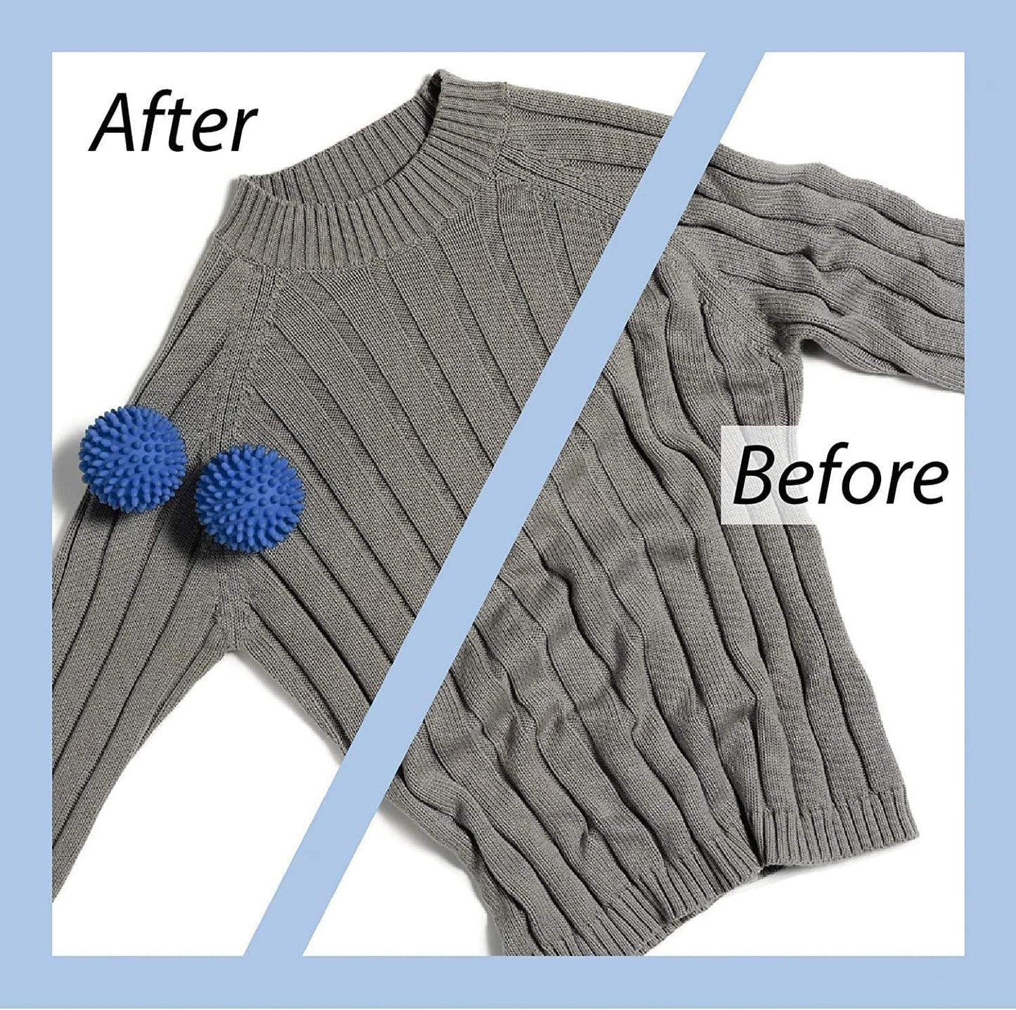 Reusable Laundry Dryer Balls - Eco Friendly Fabric Softener Alternatives Soften and Fluff Laundry Wrinkle V1258-DP02-WO-1050