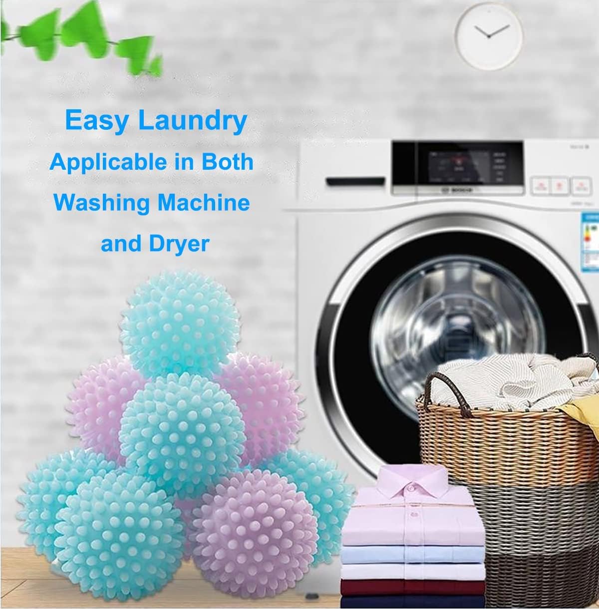 Reusable Laundry Dryer Balls - Eco Friendly Fabric Softener Alternatives Soften and Fluff Laundry Wrinkle V1258-DP02-WO-1050
