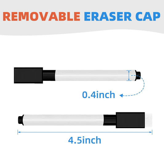 25 Pcs Black Magnetic Dry Erase Markers with Eraser Cap, White Board Mini Dry Erase Markers Bulk, Fine Point V1258-DP02-WO-1071