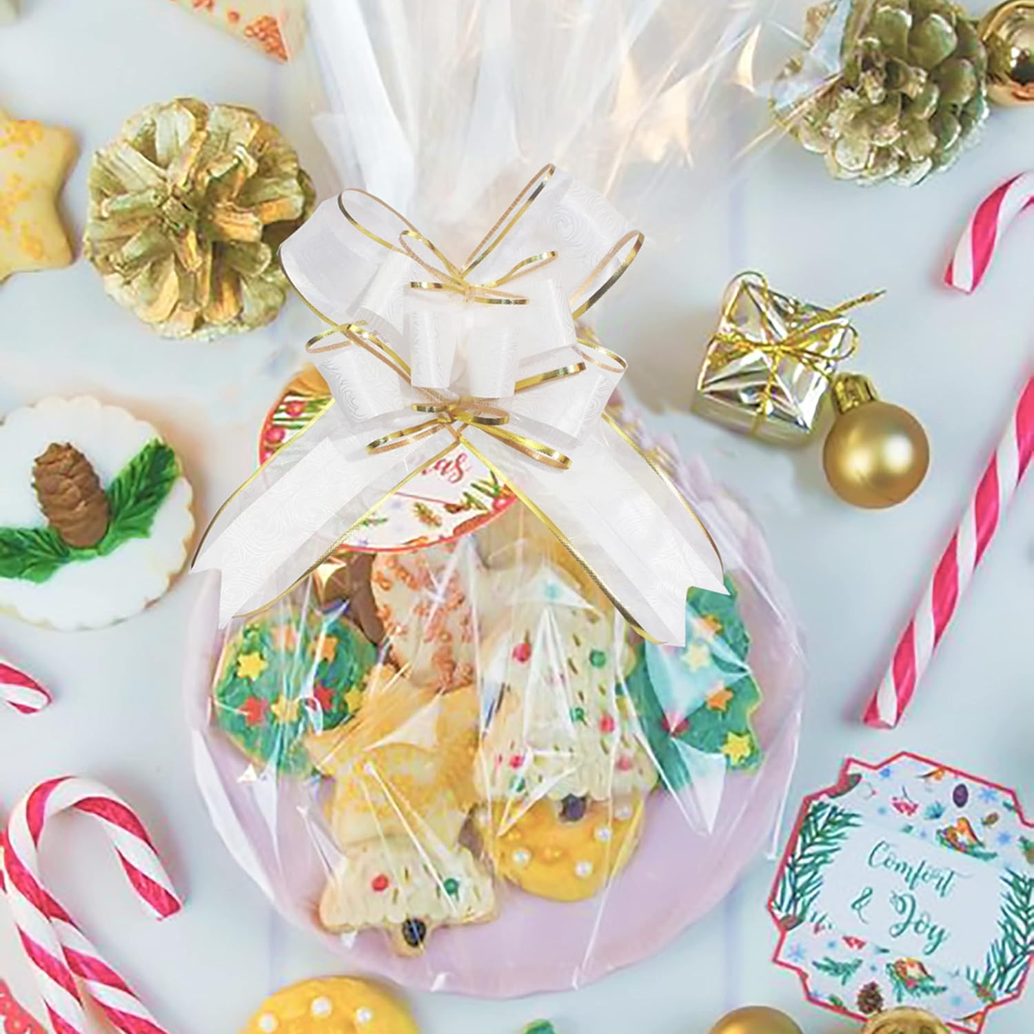 Pull Bows for Gift Wrapping, 15 PCS Large Gift Bow Bulk for Presents Package, Gift Baskets, Christmas, V1258-DP02-WO-1075
