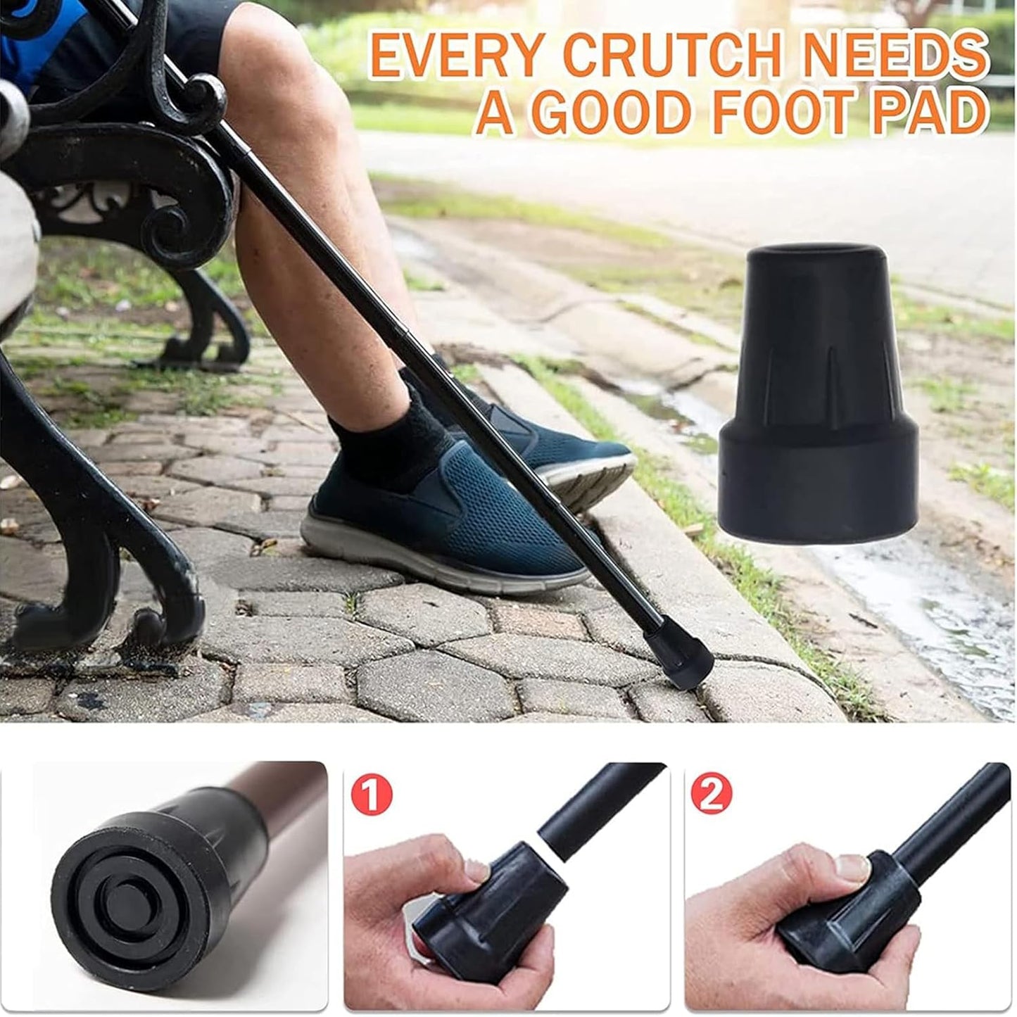 4Pcs Cane Tips 3/4 Inch Heavy Duty Rubber Cane Tips, Anti Slip Replacement Rubber Tips for Canes, Walking V1258-DP02-WO-1081