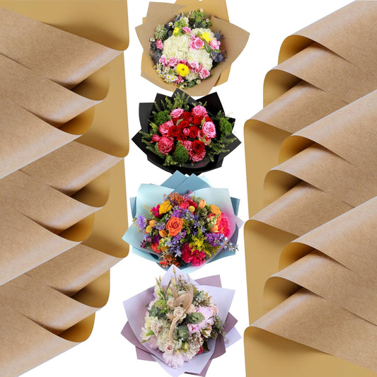 20 Sheets Premium Flower Wrapping Paper | Waterproof Flower Wrapping Paper for Bouquets | Double Sided Floral V1258-DP02-WO-1084