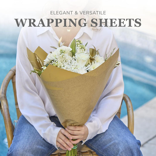 20 Sheets Premium Flower Wrapping Paper | Waterproof Flower Wrapping Paper for Bouquets | Double Sided Floral V1258-DP02-WO-1084