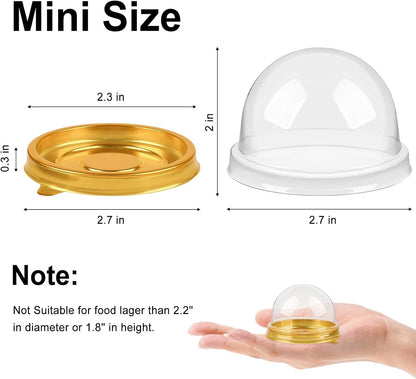 50 Pack Mini Cake Containers, Clear Plastic Small Cupcake Boxes with Dome Lids for Individual Chocolate V1258-DP02-WO-1086