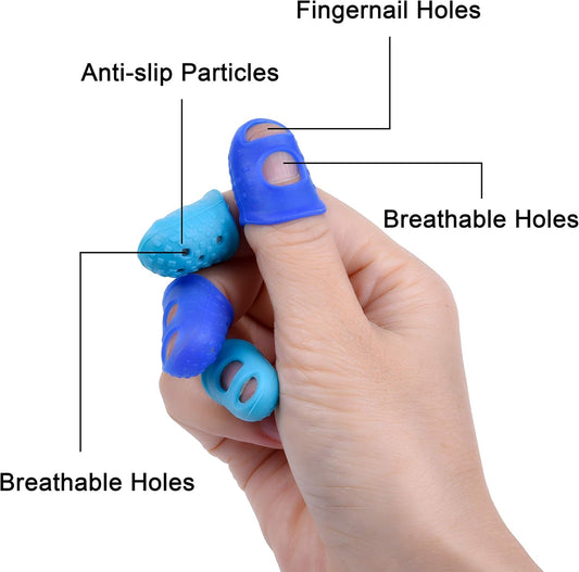 16 Pcs Finger Tips, 4 Sizes Silicone Thimble Fingertip Grips Thumb Protectors Pads Cover for Hand Sewing, V1258-DP02-WO-1090