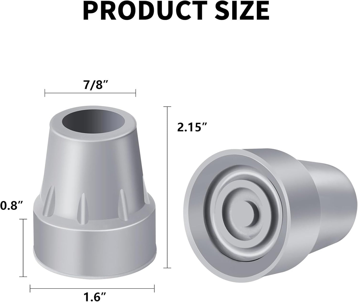 Crutch Tips 7/8 Inch Upgrade Heavy Duty Rubber Crutch Accessories Replacement Rubber Cane Tips, 4-Pack V1258-DP02-WO-1092