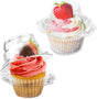 50 Pcs Cupcake Boxes Plastic Individual Cupcake Containers Single Cupcake Carrier with Connected Airtight V1258-DP02-WO-1093