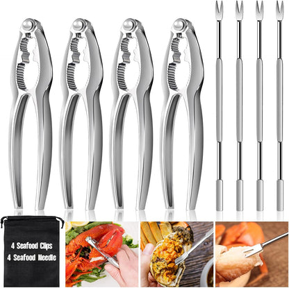 8 Pcs Lobster Crackers and Picks Set, Crab Leg Cracker Tools, Stainless Steel Seafood Crackers & Forks Nut V1258-DP02-WO-1095