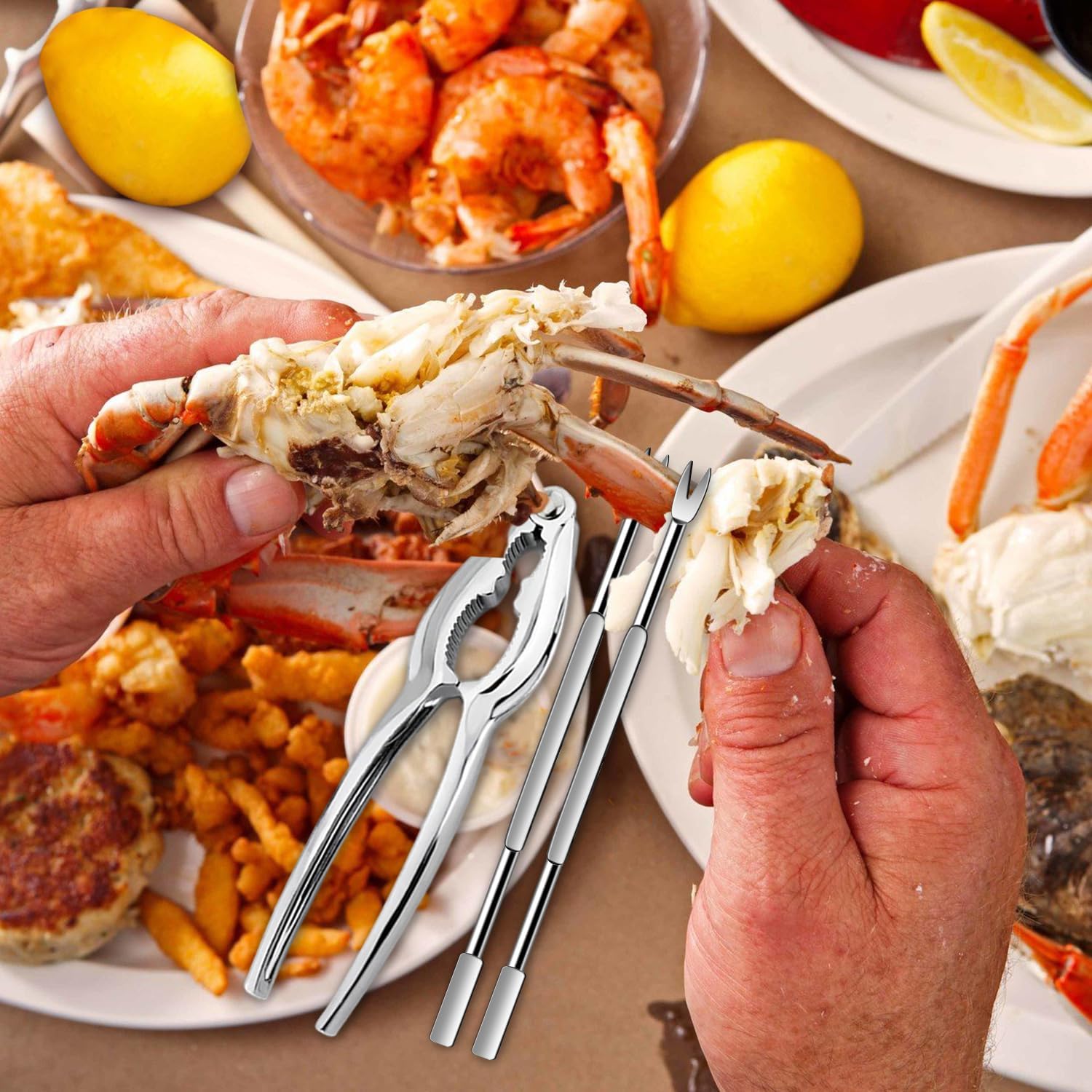 8 Pcs Lobster Crackers and Picks Set, Crab Leg Cracker Tools, Stainless Steel Seafood Crackers & Forks Nut V1258-DP02-WO-1095