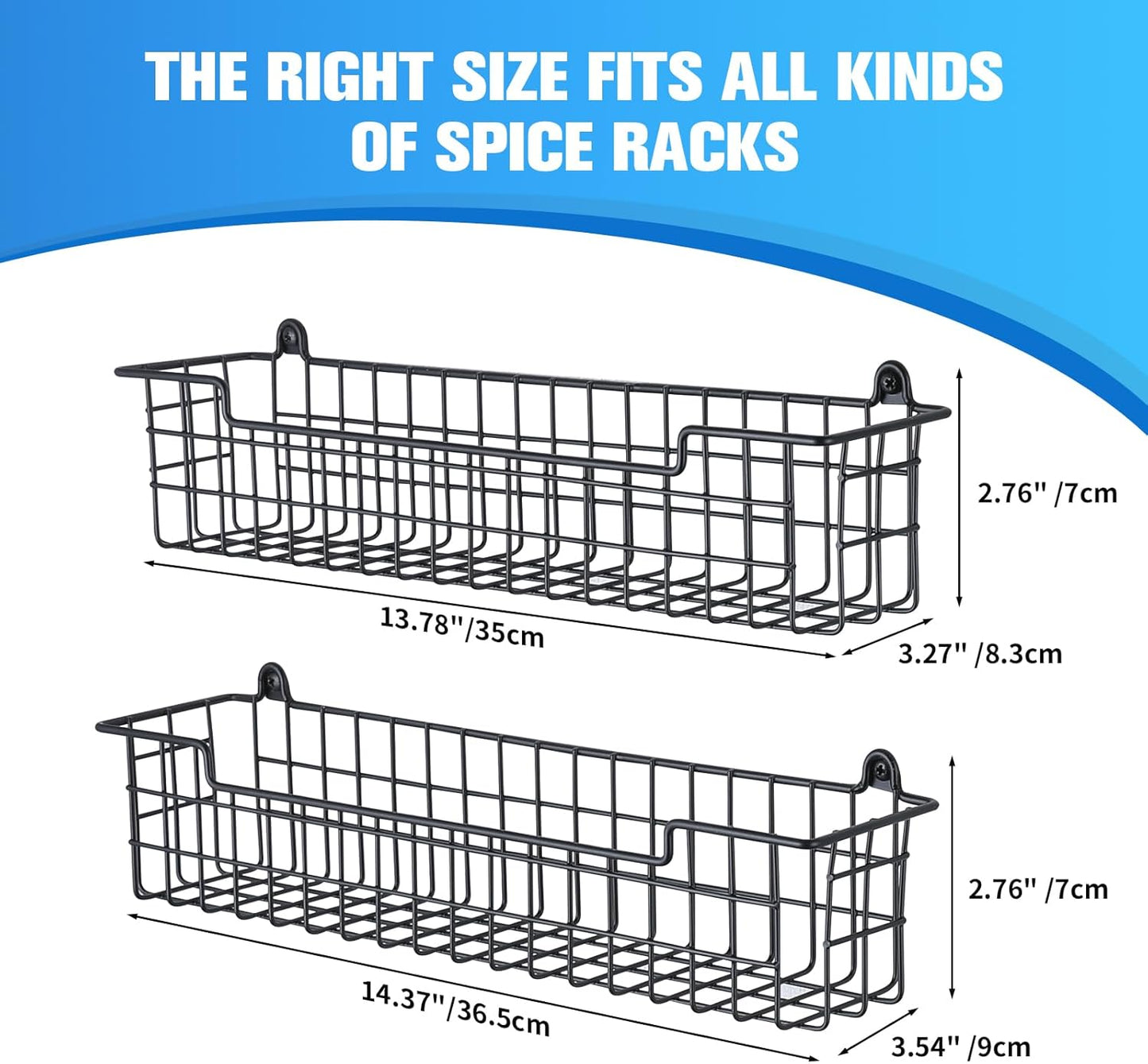 Spice Rack Organizer Wall Mount, Spice Organization Storage Shelf for Cabinet Door, 2 Packs Wall Spice Rack V1258-DP02-WO-110