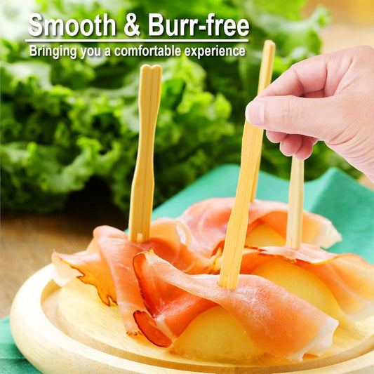 400 Bamboo Appetizer Forks, 3.5 Inch Mini Bamboo Forks for Charcuterie Boards Accessories, Fancy Toothpicks V1258-DP02-WO-1101