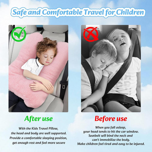 Travel Pillow, Car Pillow for Kids & Adults - Ergonomic Travel Pillows Sleeping Aid for Neck & Body Support, V1258-DP02-WO-1105