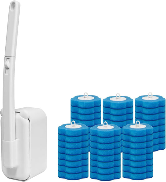 Disposable Toilet Brush with 48 Refills,Toilet Cleaning Supplies,Toilet Wand Brush Starter Kit,Wall Mounted V1258-DP02-WO-1106