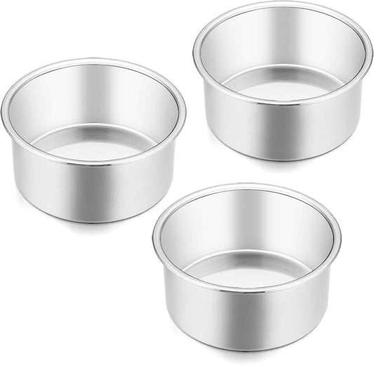4 Inch Small Cake Pan Set of 3, Stainless Steel Mini Round Smash Cake Baking Pans, Non-Toxic & Healthy, V1258-DP02-WO-1108