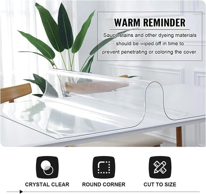Clear Table Protector 24 x 48 Inch - 2mm Thick Plastic Table Cover, Clear Table Cover Protector Rectangle, V1258-DP02-WO-1109