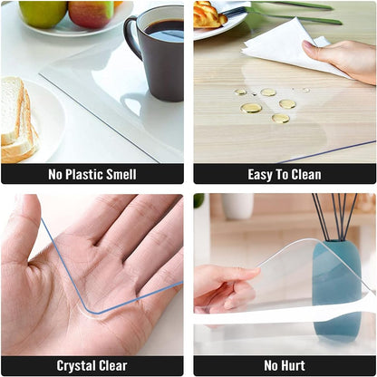 Clear Table Protector 24 x 48 Inch - 2mm Thick Plastic Table Cover, Clear Table Cover Protector Rectangle, V1258-DP02-WO-1109