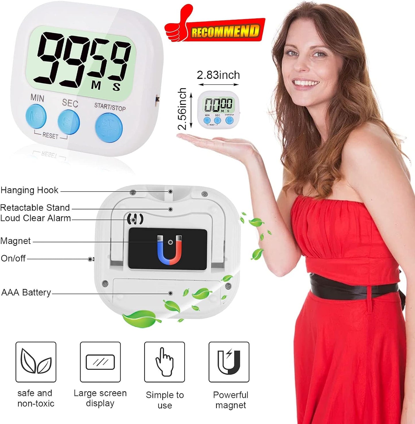 4-Piece Multi-Function Electronic Timer, Learning Management, Suitable for Kitchen, Study, Work, Exercise V1258-DP02-WO-1110
