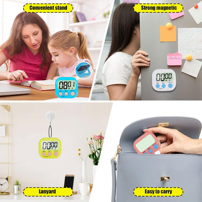 4-Piece Multi-Function Electronic Timer, Learning Management, Suitable for Kitchen, Study, Work, Exercise V1258-DP02-WO-1110