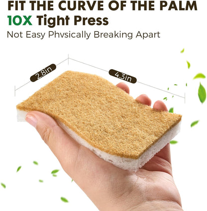 12 Pack Natural Biodegradable Kitchen Non Scratch Sponges,Compostable Plant Based Coconut Cellulose V1258-DP02-WO-1111