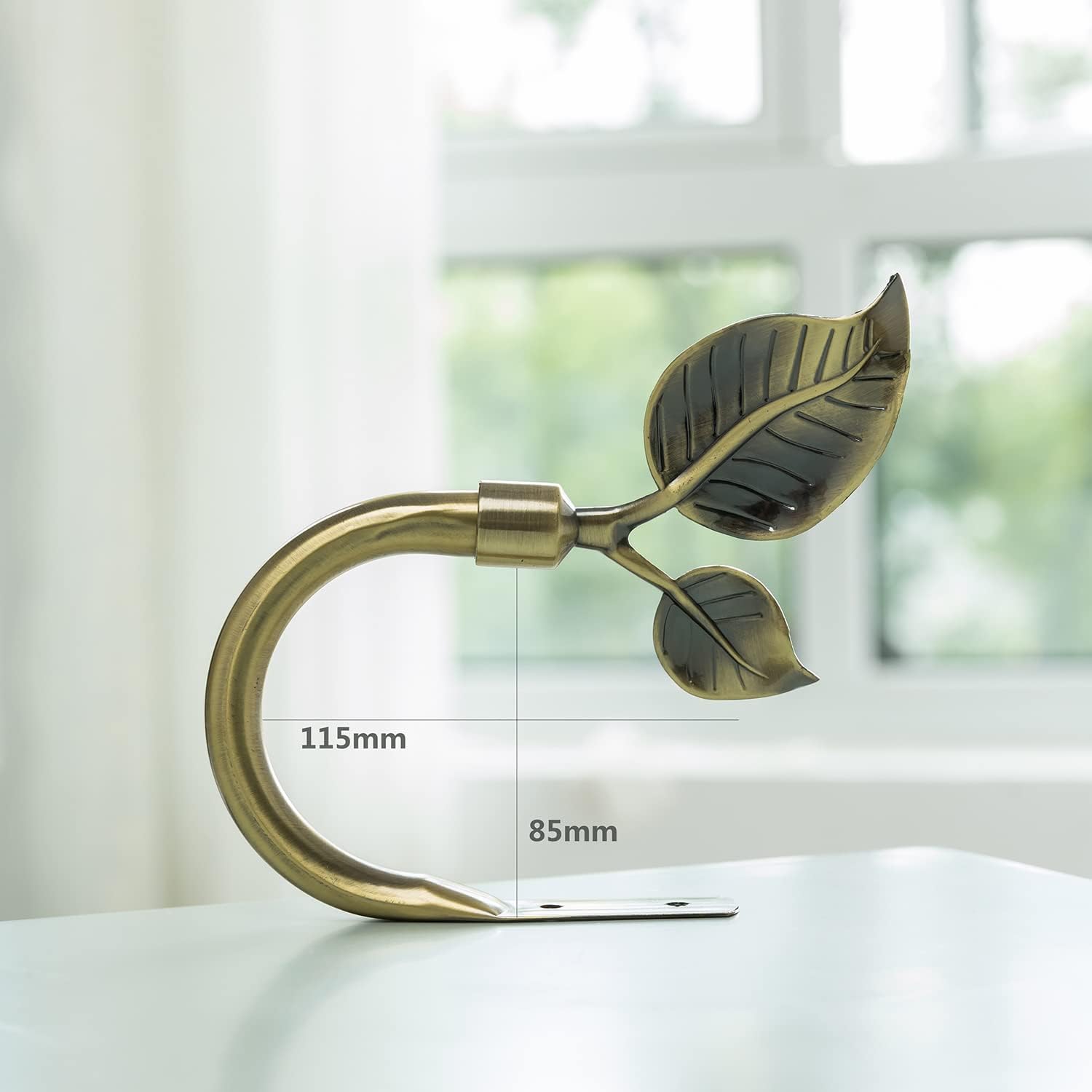 Leaf Shaped Curtain Tieback Holdbacks 2pcs, Handmade Metal Curtain Side Holders for Wall, Curtain Hook Pull V1258-DP02-WO-1112