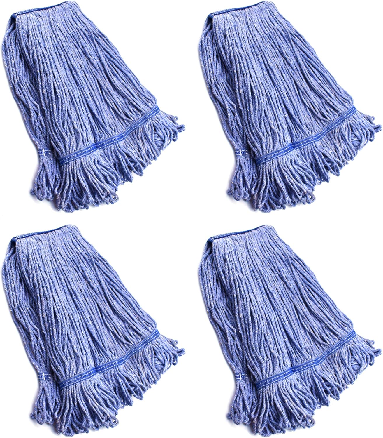 String Mop Heads Replacement Heavy Duty Commercial Grade Blue Cotton Looped End Wet Industrial Cleaning Mop V1258-DP02-WO-113